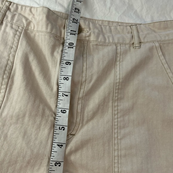 FREE PEOPLE Cream Striped Wide Leg Cropped Utility Pants 10 - Picture 9 of 11